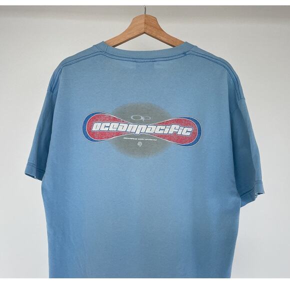 Vintage Y2K 90's Ocean Pacific Blue Logo Surf T-Shirt Sz L/XL Surfer Sport - Picture 5 of 9